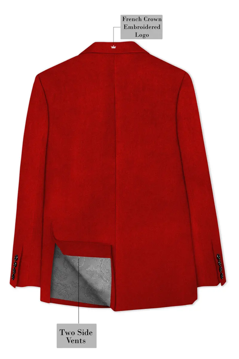 Imperio-Crimson Red Velvet Peak Lapel Tuxedo Suit 9
