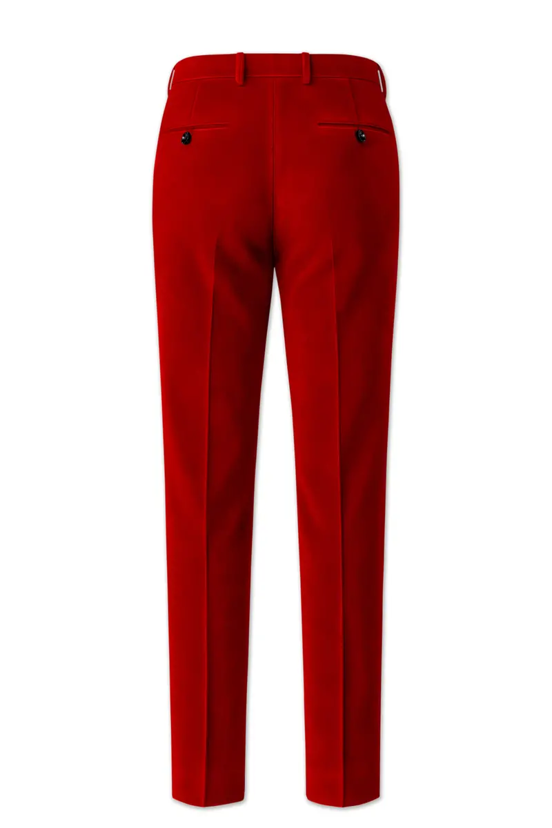 Imperio-Crimson Red Velvet Stretchable Waistband Pant 5