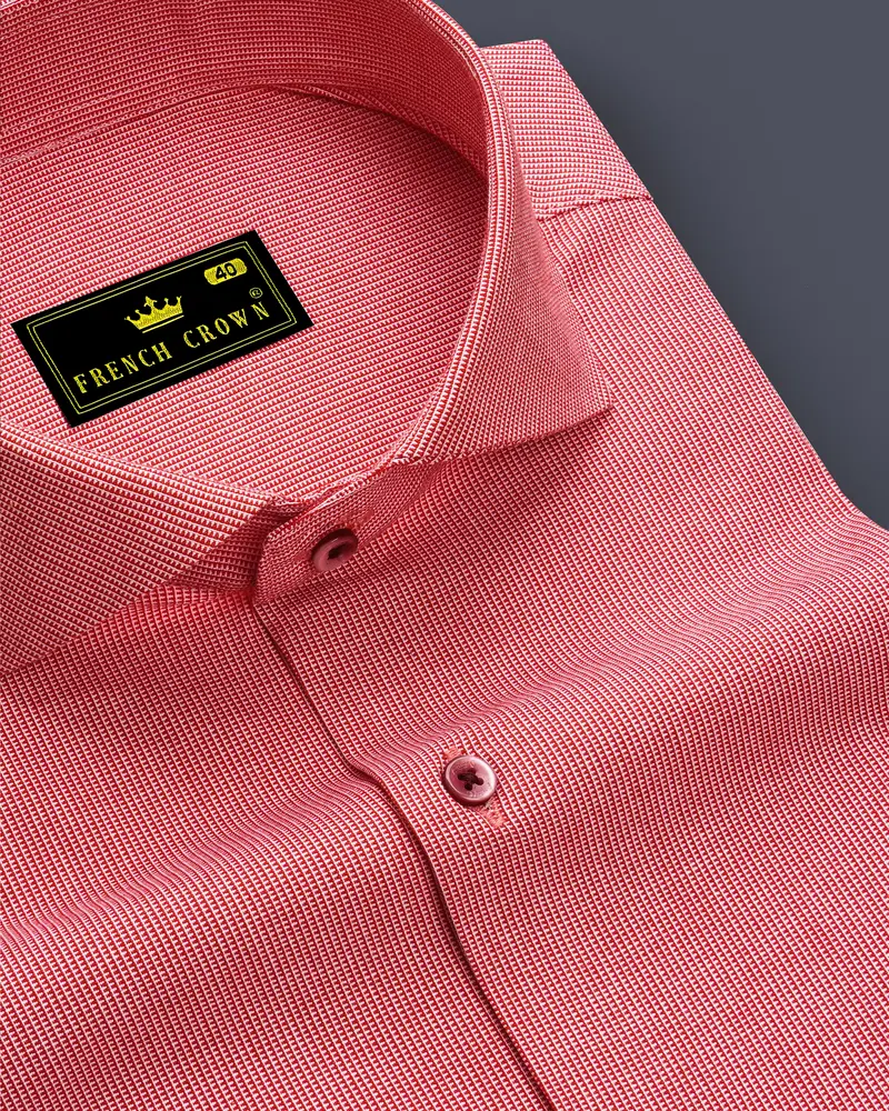Imperio-Roman Red Dobby Textured Premium Giza Cotton Dress Shirt 1