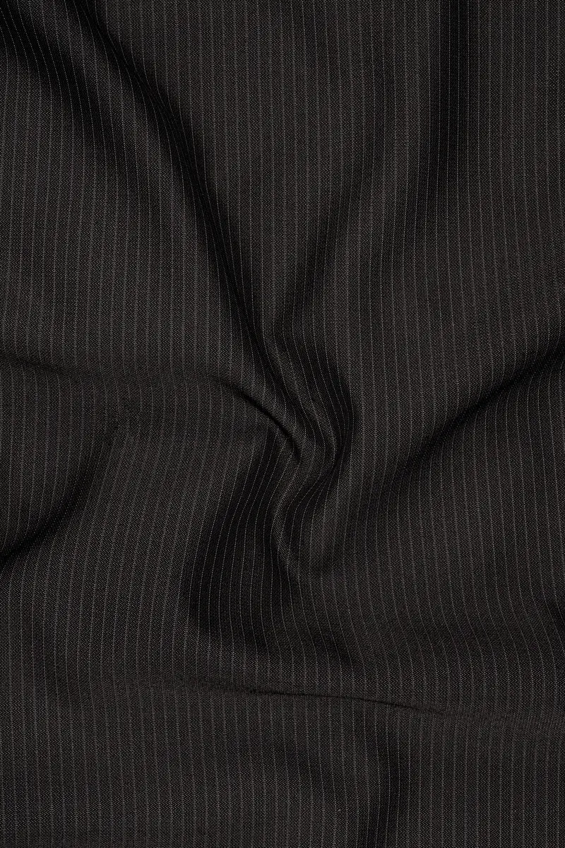 Imperio-Umber Brown Pencil Striped Wool Rich Bandhgala Slight Stretch Blazer 3