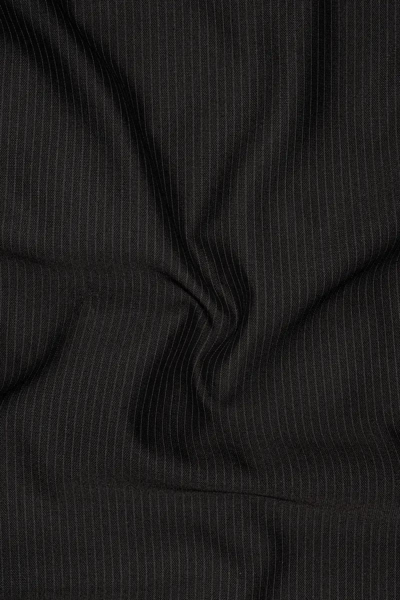 Imperio-Umber Brown Pencil Striped Wool Rich Bandhgala Slight Stretch Suit 3