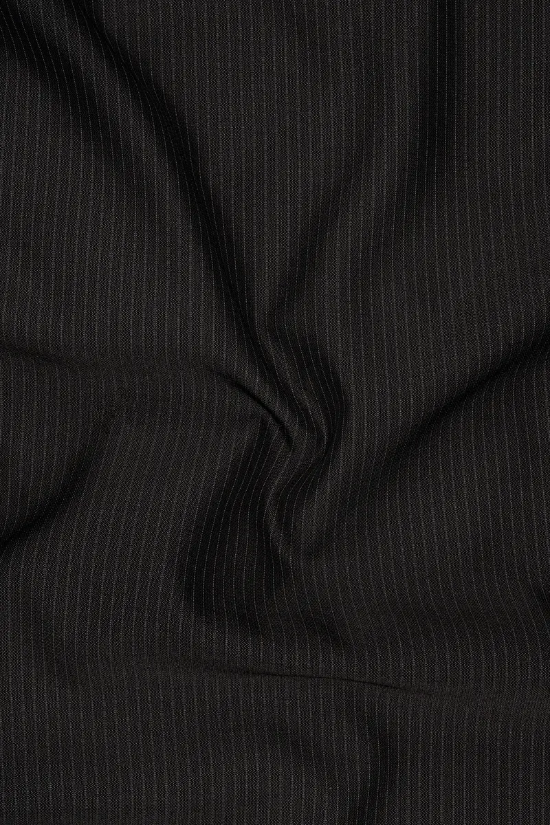 Imperio-Umber Brown Pencil Striped Wool Rich Slight Stretch Cross Placket Bandhgala Suit 3