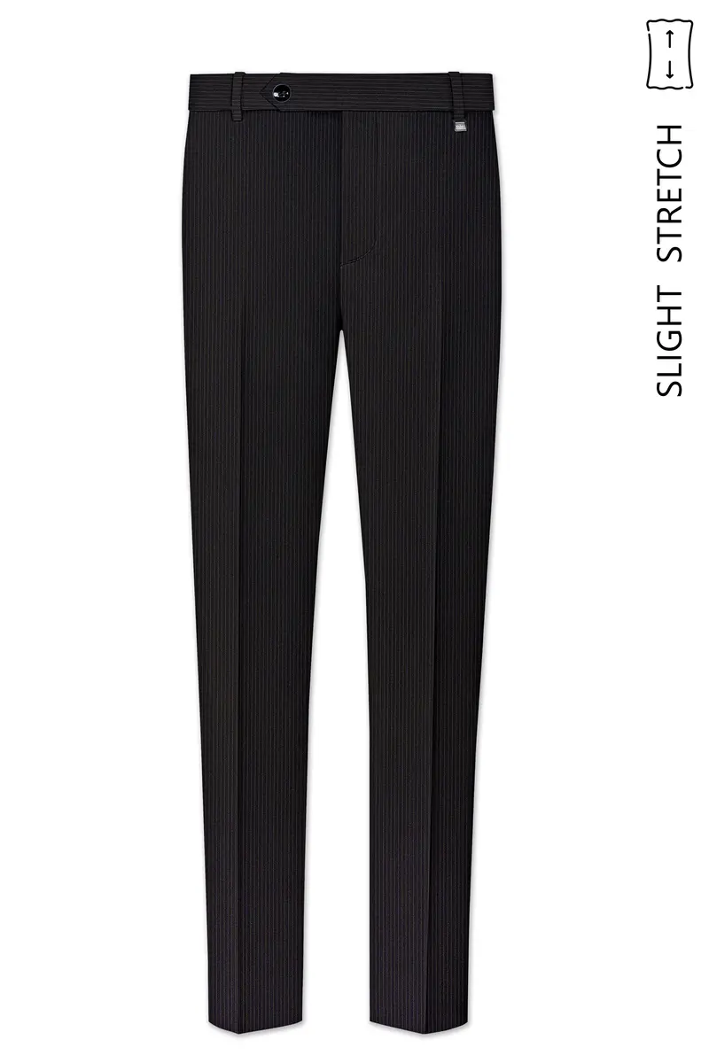 Imperio-Umber Brown Pencil Striped Wool Rich Slight Stretch Double Breasted Suit 13