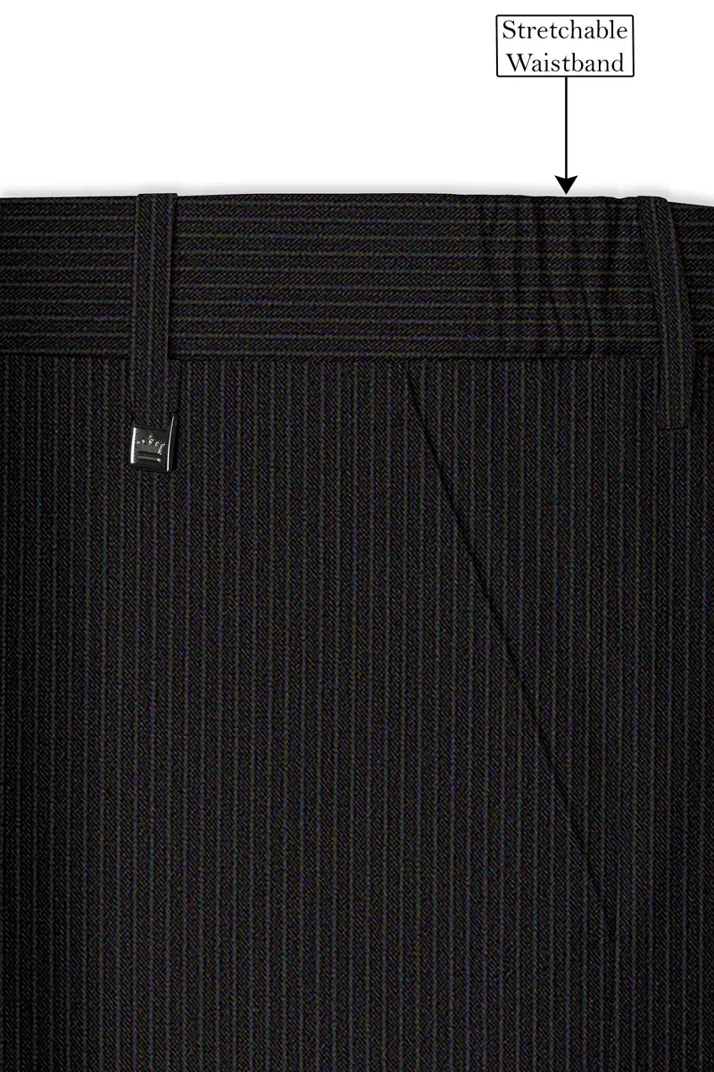 Imperio-Umber Brown Pencil Striped Wool Rich Slight Stretch Double Breasted Suit 15