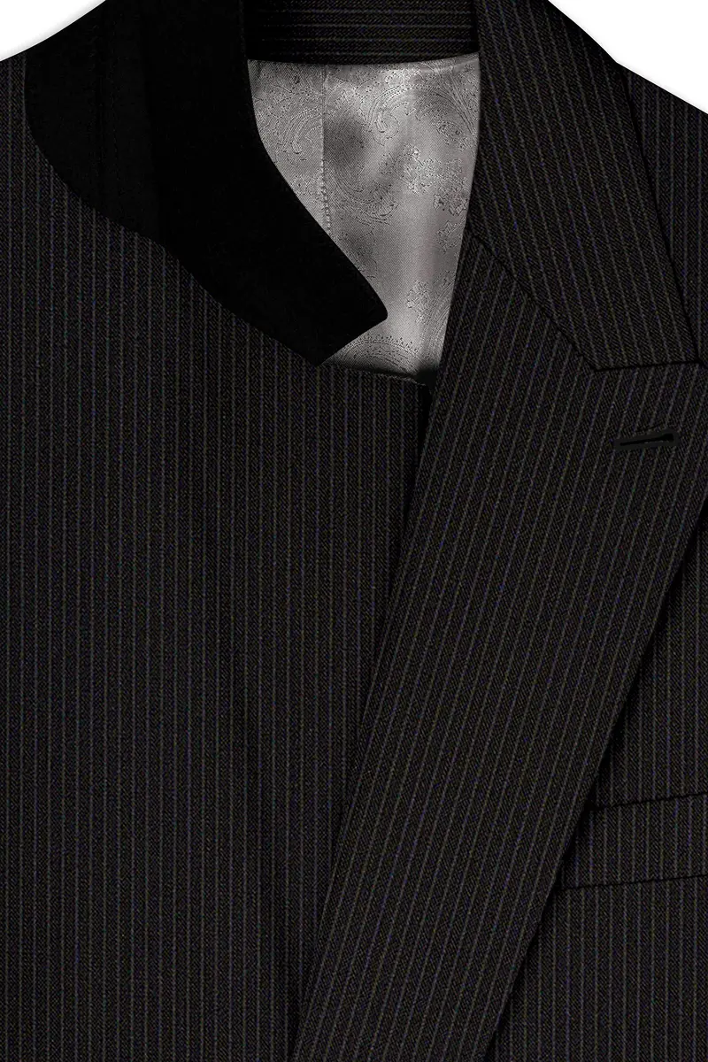 Imperio-Umber Brown Pencil Striped Wool Rich Slight Stretch Double Breasted Suit 5