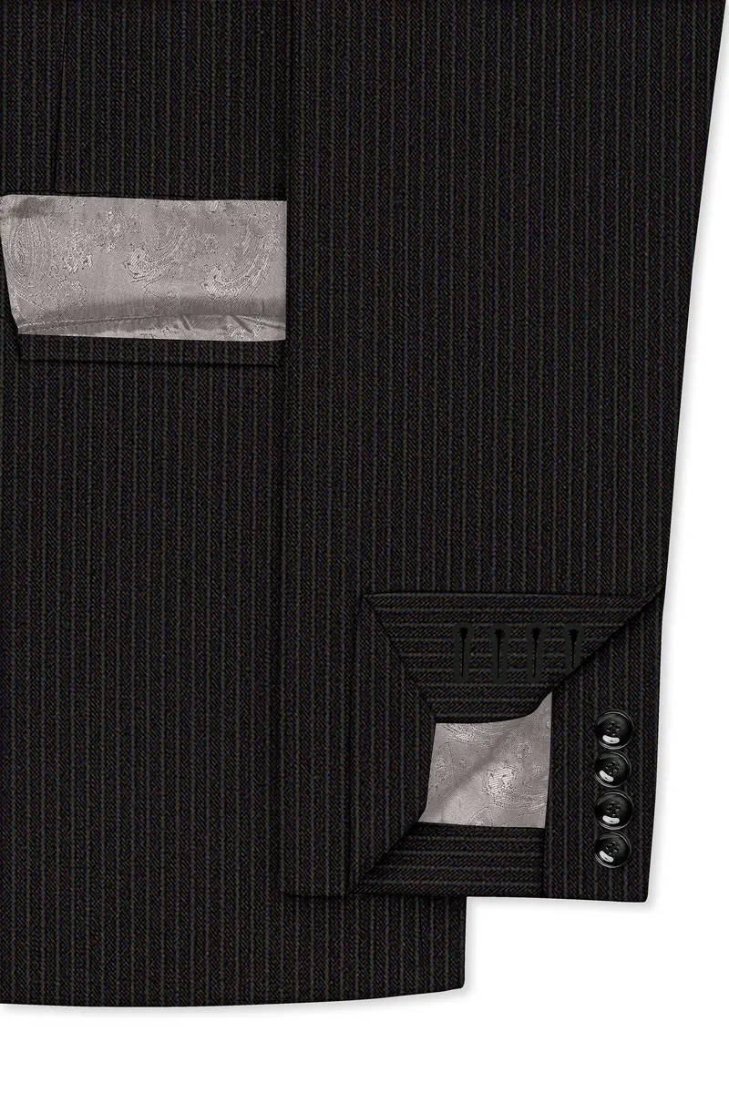 Imperio-Umber Brown Pencil Striped Wool Rich Slight Stretch Double Breasted Suit 7