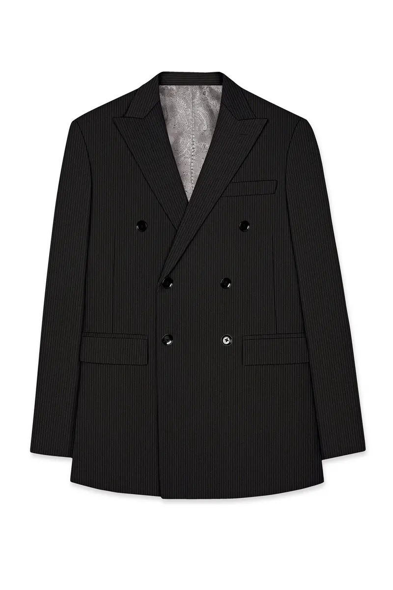 Imperio-Umber Brown Pencil Striped Wool Rich Slight Stretch Double Breasted Suit 8