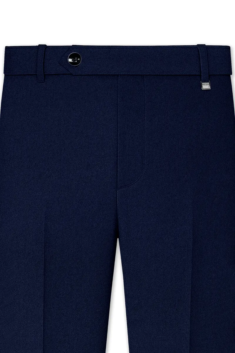 Indavor-Cinder Blue Wool Rich Cross Placket Bandhgala Suit 11