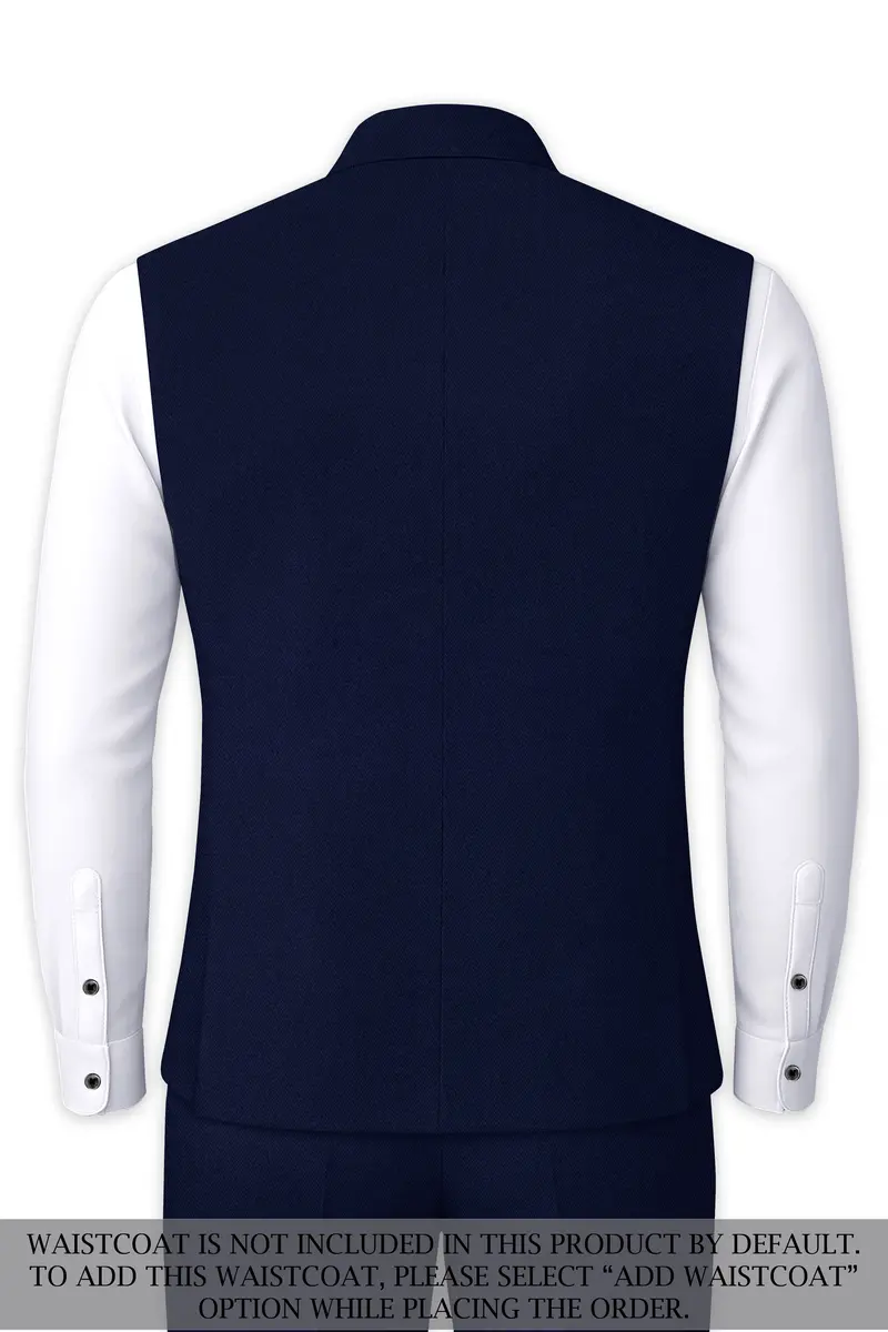 Indavor-Cinder Blue Wool Rich Cross Placket Bandhgala Suit 16