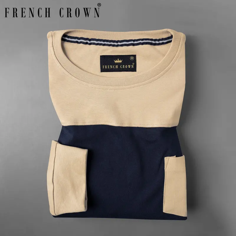 Indian Khaki And Mirage Blue Full Sleeve Premium Cotton Jersey Sweatshirt 1
