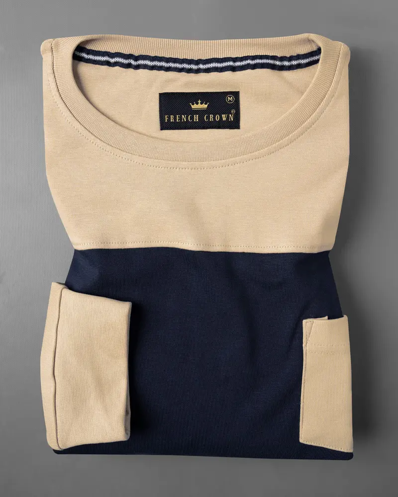 Indian Khaki And Mirage Blue Full Sleeve Premium Cotton Jersey Sweatshirt 2