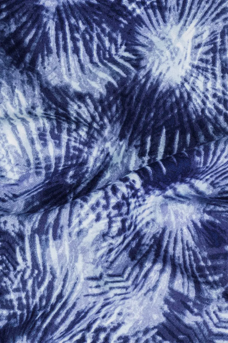Indigo Blue And Bright White Dry Printed Flannel Cotton Shirt 2