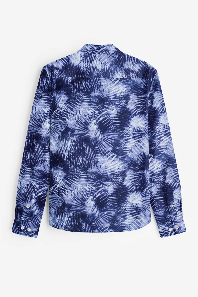 Indigo Blue And Bright White Dry Printed Flannel Cotton Shirt 5
