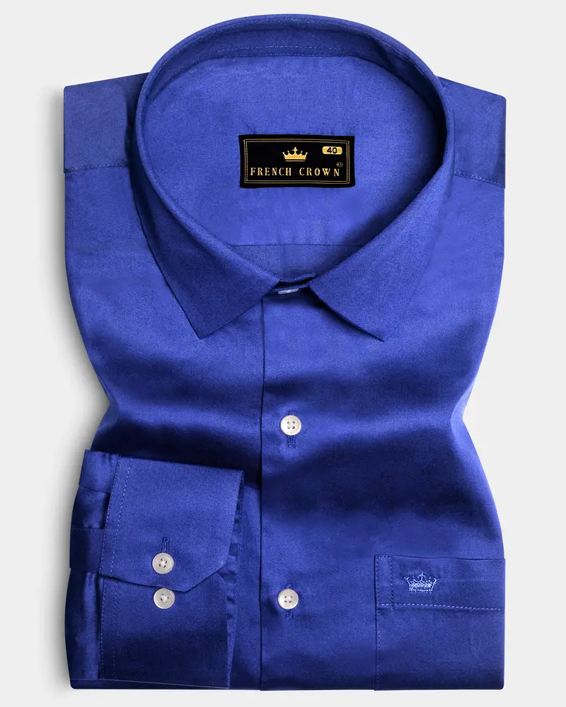 Indigo Blue-Catalina Solid Subtle Sheen Super Soft Premium Cotton Dress Shirt 10