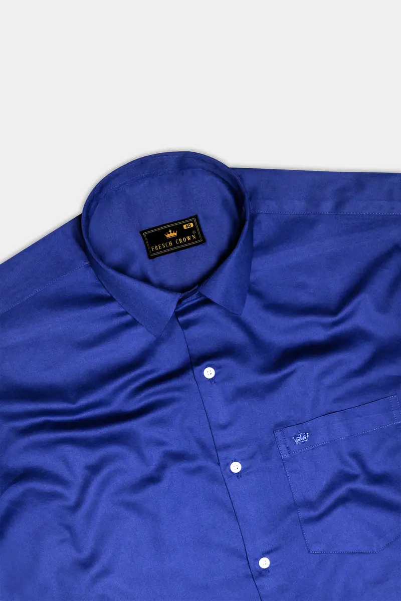 Indigo Blue-Catalina Solid Subtle Sheen Super Soft Premium Cotton Dress Shirt 5