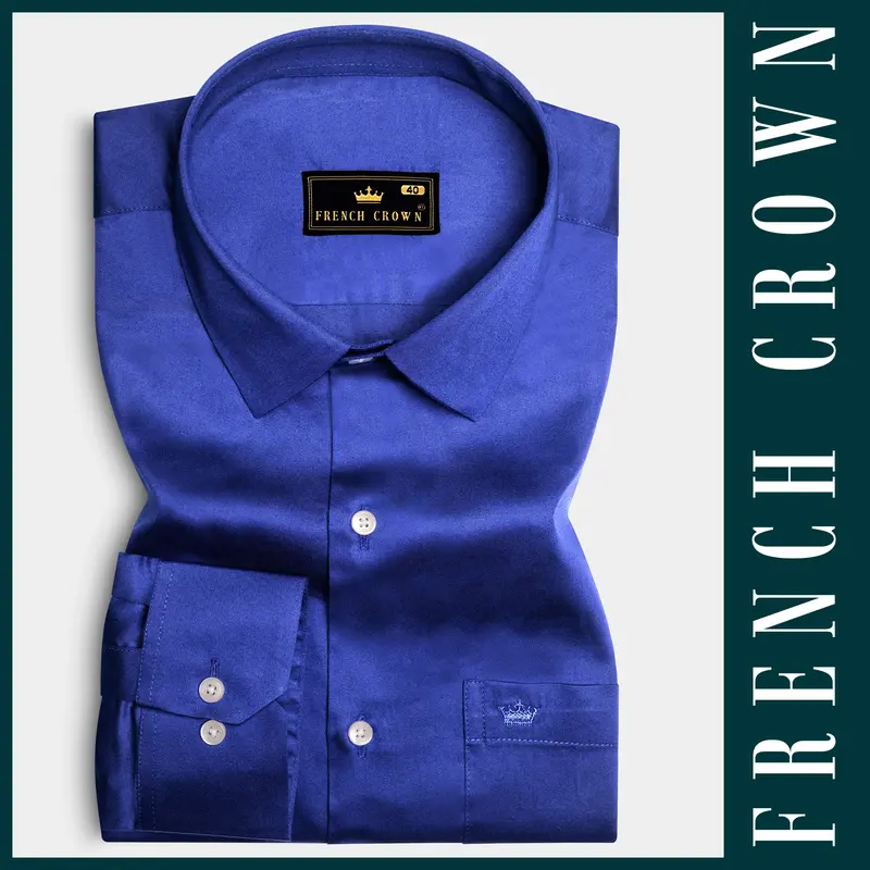 Indigo Blue-Catalina Solid Subtle Sheen Super Soft Premium Cotton Dress Shirt 6