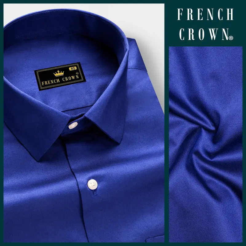 Indigo Blue-Catalina Solid Subtle Sheen Super Soft Premium Cotton Dress Shirt 8