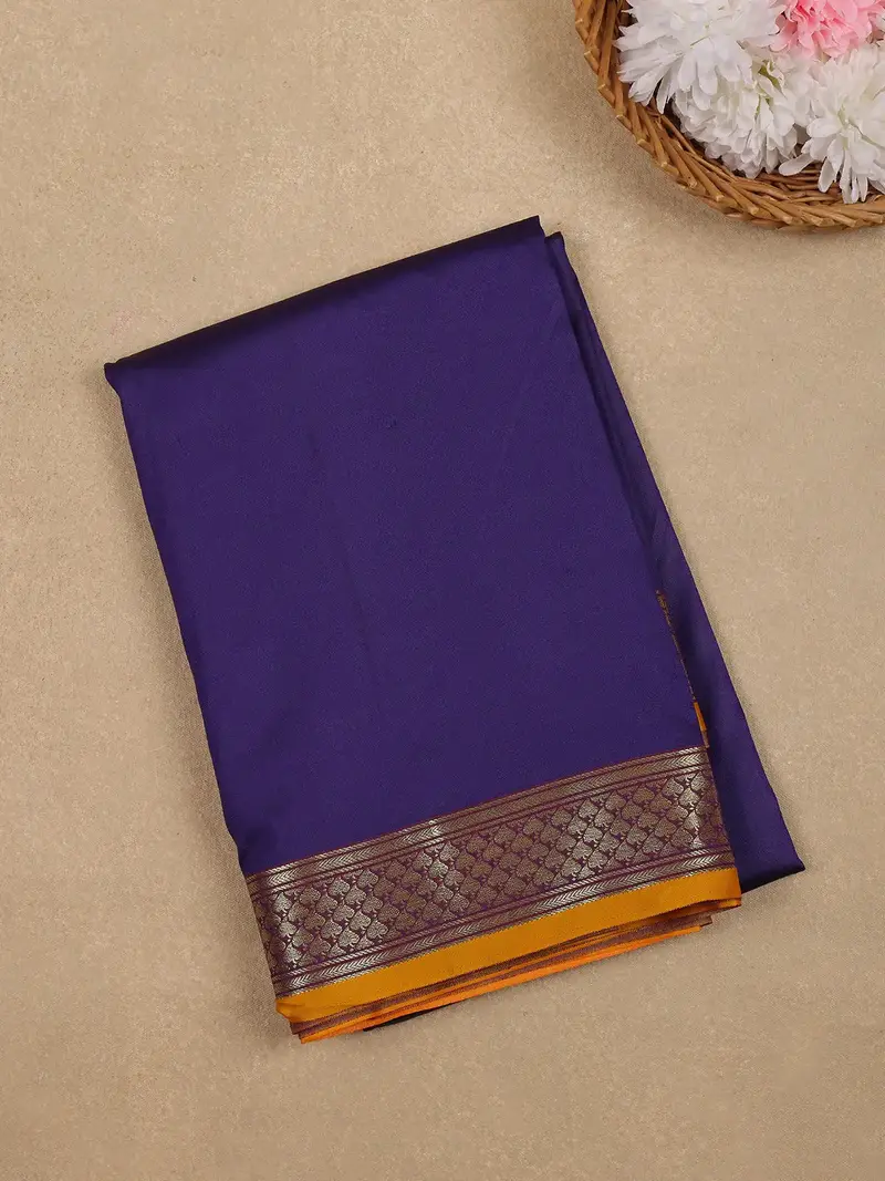 Ink Blue Solid Design Soft Silk Saree 1