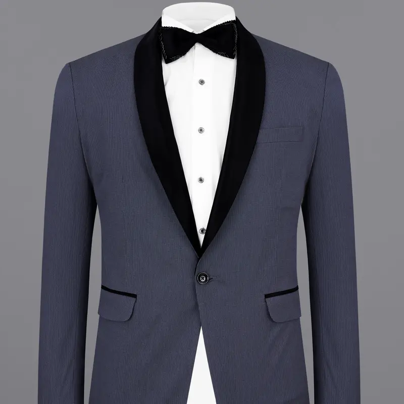 Iridium Blue Premium Cotton Tuxedo Blazer 1