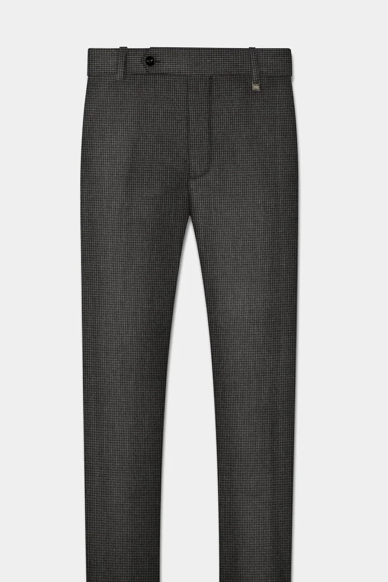 Iridium Brown Micro Checkered Wool Blend Pant 2