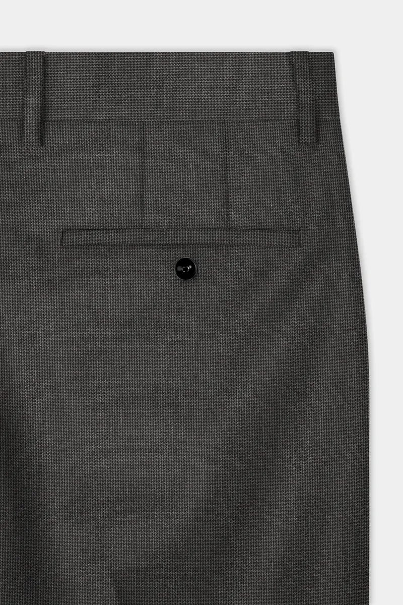 Iridium Brown Micro Checkered Wool Blend Pant 4
