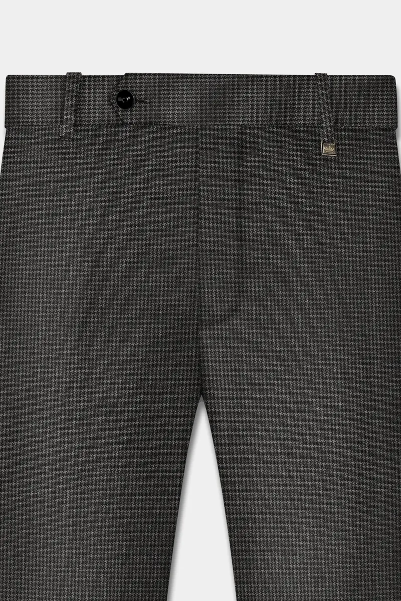 Iridium Brown Micro Checkered Wool Blend Pant 5
