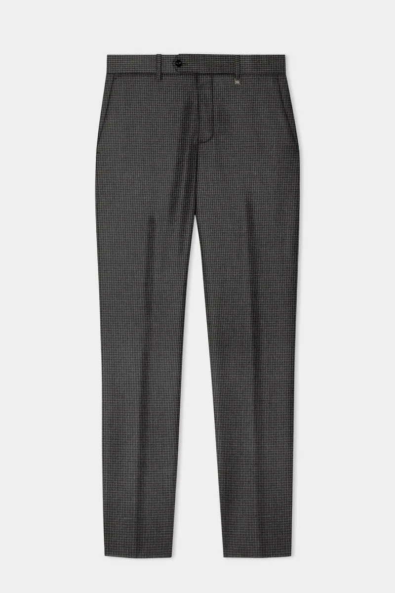 Iridium Brown Micro Checkered Wool Blend Pant 6