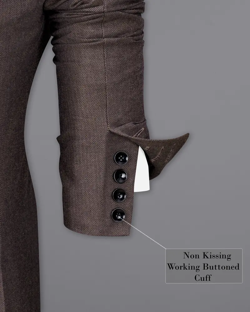 Iridium Brown Premium Cotton Designer Suit With Functional Belt Fastening 13