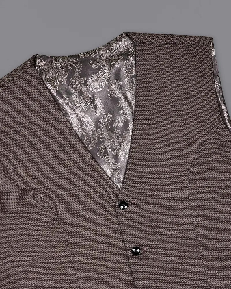 Iridium Brown Premium Cotton Designer Suit With Functional Belt Fastening 19
