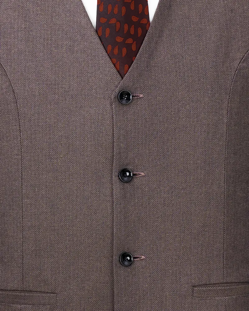 Iridium Brown Premium Cotton Designer Suit With Functional Belt Fastening 20