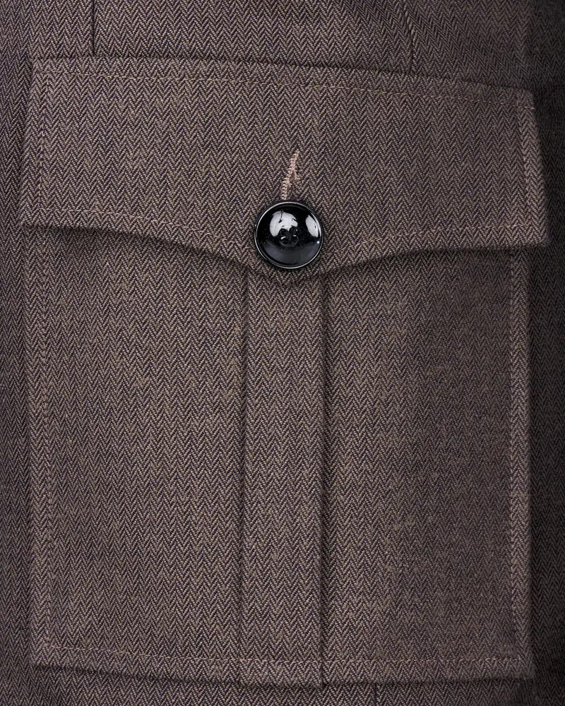 Iridium Brown Premium Cotton Designer Suit With Functional Belt Fastening 6
