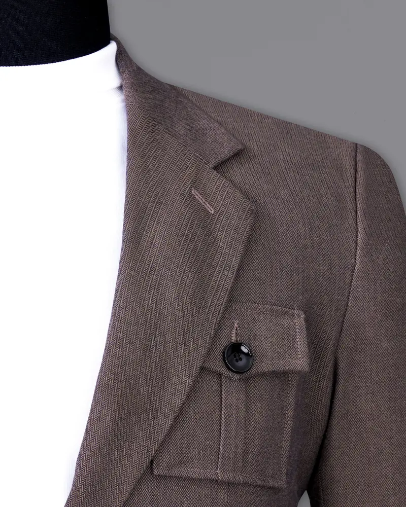 Iridium Brown Premium Cotton Designer Suit With Functional Belt Fastening 8