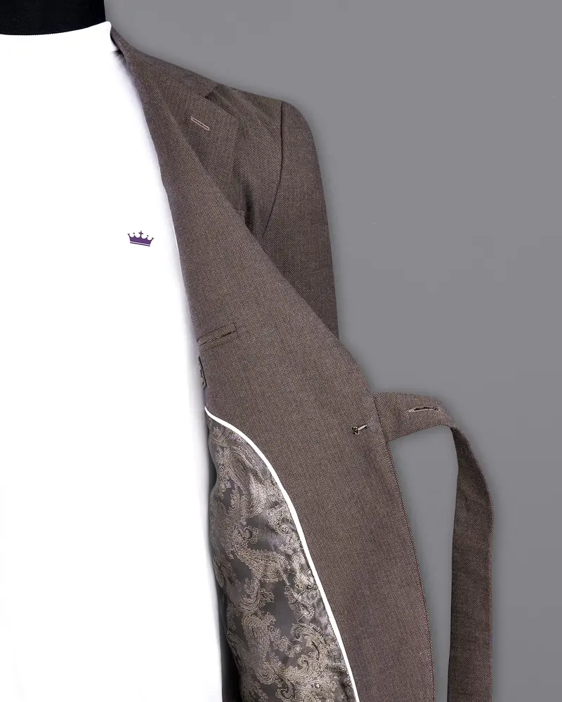 Iridium Brown Premium Cotton Designer Suit With Functional Belt Fastening 9