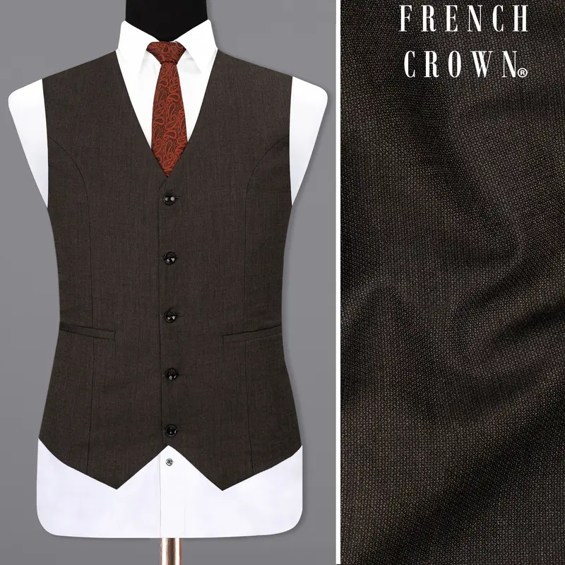 Iridium Brown Solid Waistcoat 1