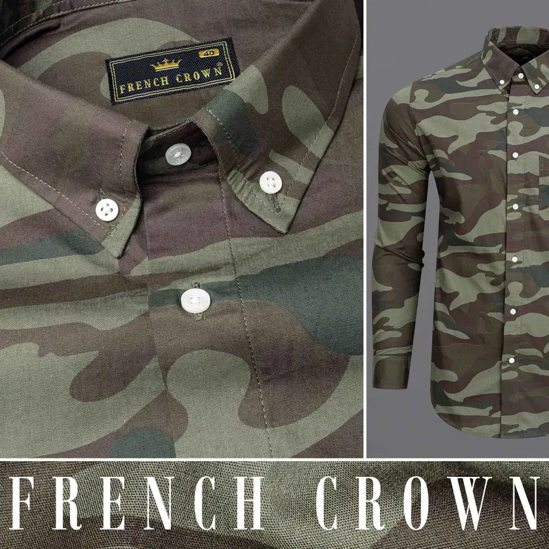 Iridium Brown With Flint Green Camouflage Premium Cotton Shirt 11
