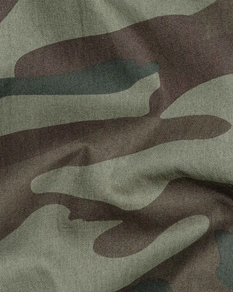 Iridium Brown With Flint Green Camouflage Premium Cotton Shirt 3