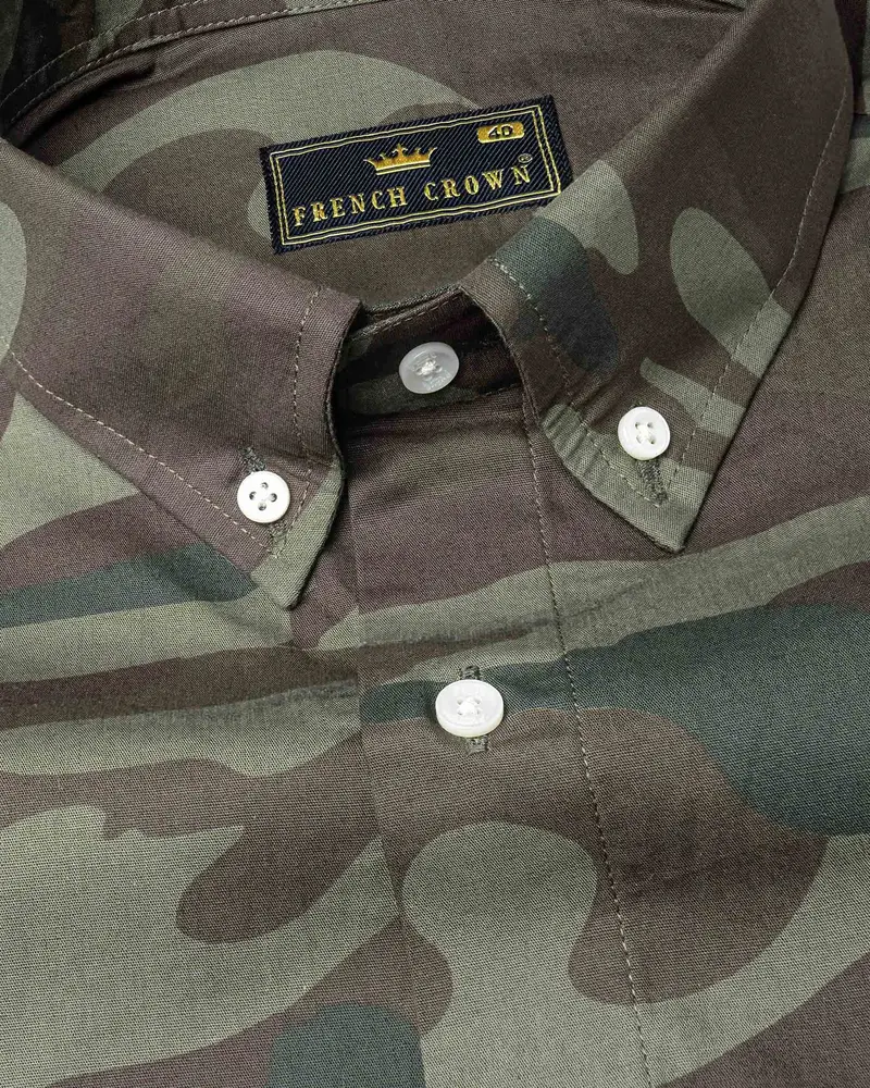 Iridium Brown With Flint Green Camouflage Premium Cotton Shirt 4