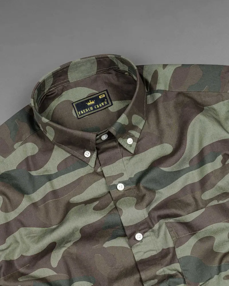 Iridium Brown With Flint Green Camouflage Premium Cotton Shirt 6