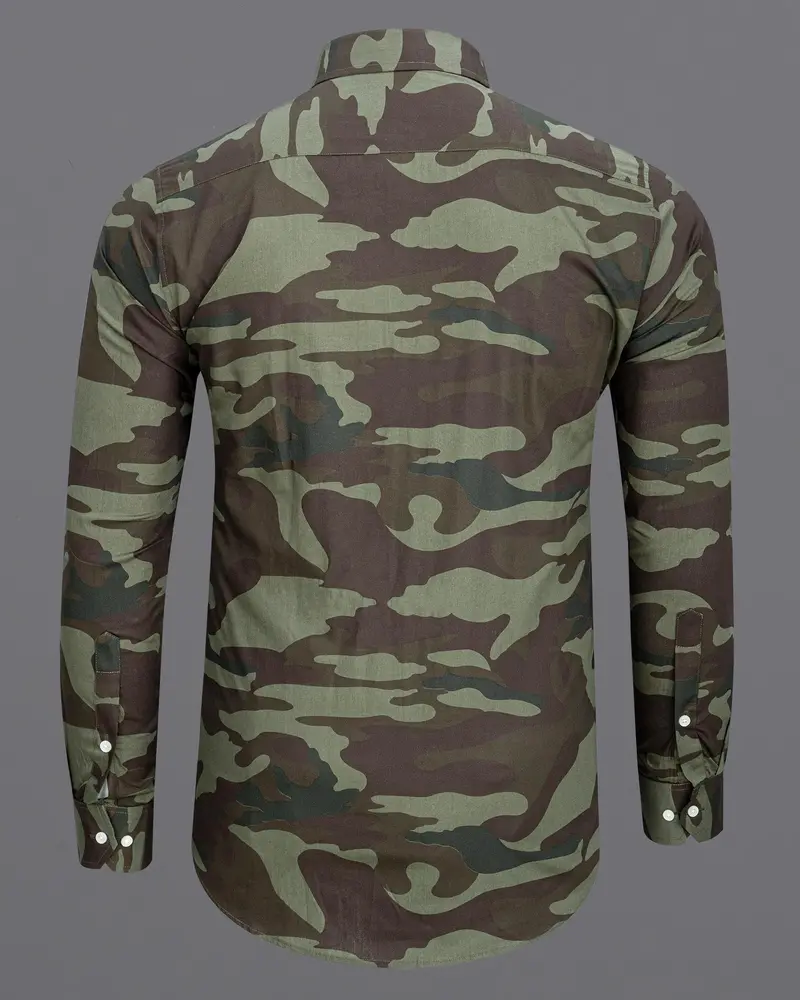 Iridium Brown With Flint Green Camouflage Premium Cotton Shirt 7