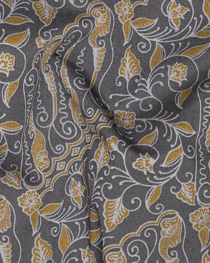 Iridium Gray And Himalaya Brown Printed Premium Cotton Shirt 2