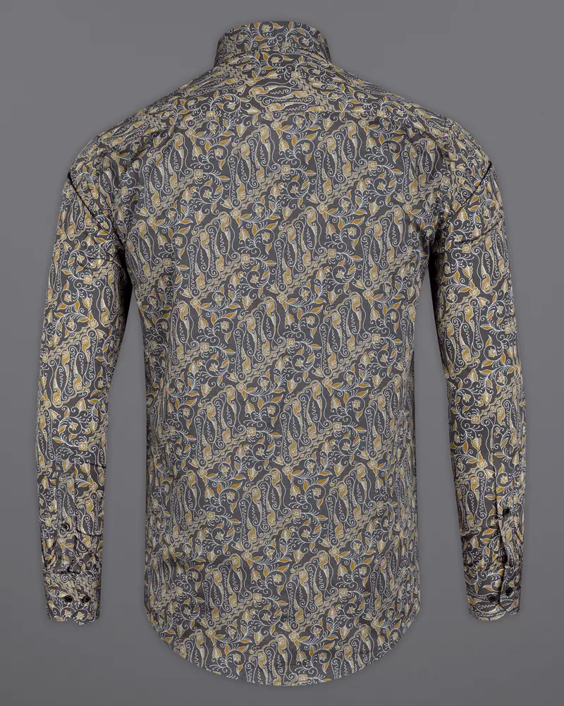 Iridium Gray And Himalaya Brown Printed Premium Cotton Shirt 6