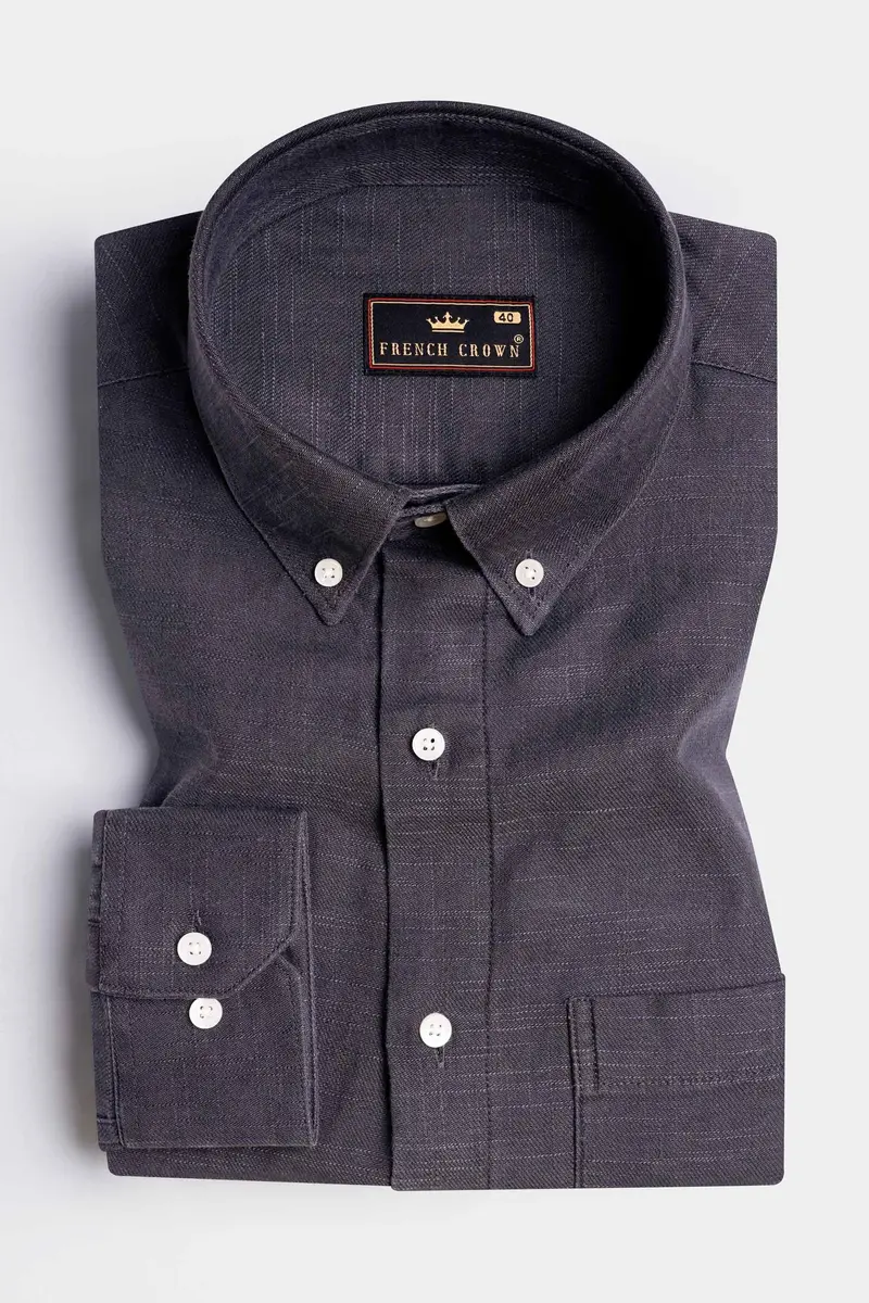 Iridium Gray Chambray Button Down Shirt 3