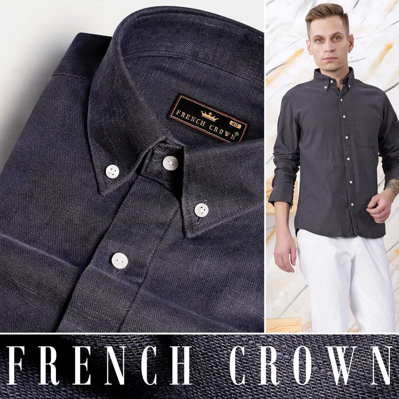 Iridium Gray Chambray Button Down Shirt 4