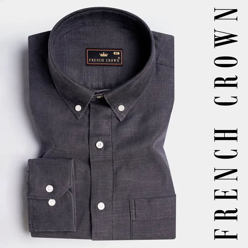 Iridium Gray Chambray Button Down Shirt 7