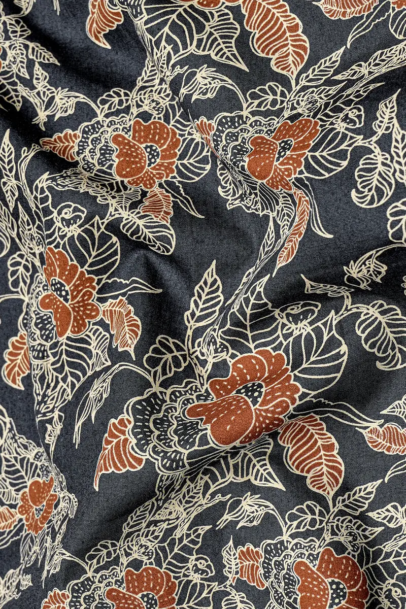 Iridium Gray Floral Printed Premium Cotton Shirt 3