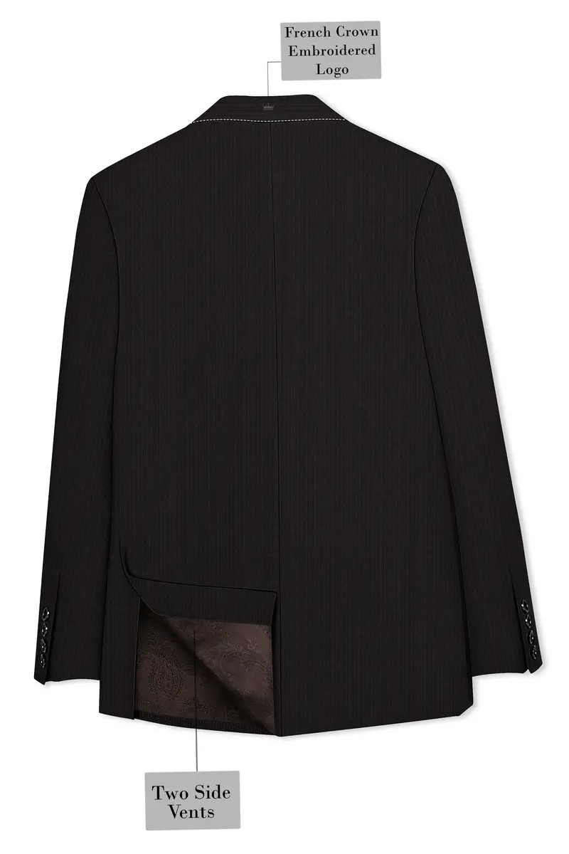 Iridium Gray Hand Stitched Lapels Wool Rich Double Breasted Designer Blazer 8