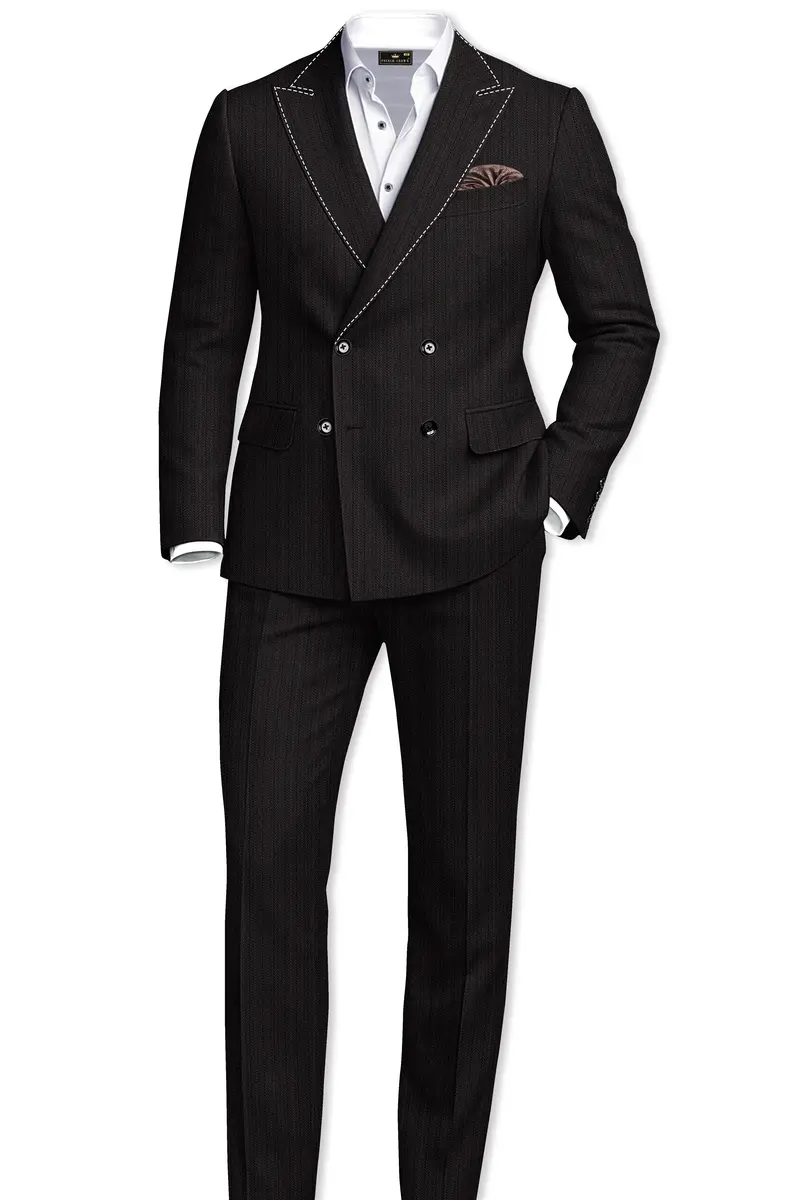 Iridium Gray Hand Stitched Lapels Wool Rich Double Breasted Designer Blazer 9