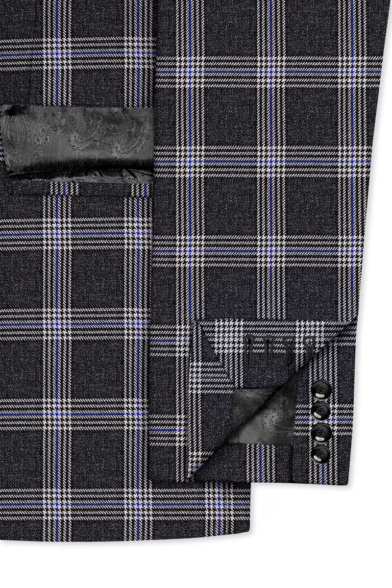Iridium Gray Plaid Tweed Double Breasted Blazer 6