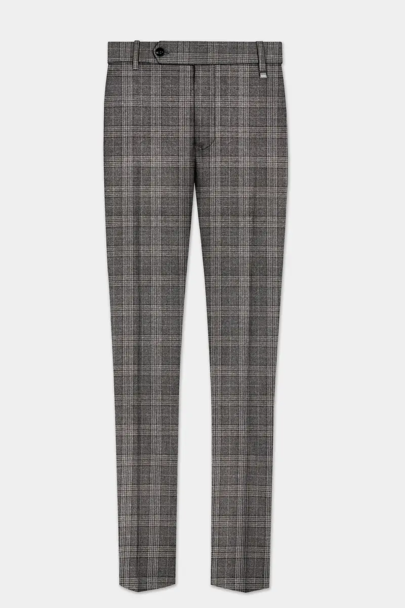 Iridium Gray Plaid Tweed Stretchable Waistband Pant 2