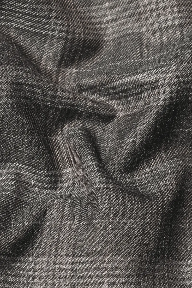 Iridium Gray Plaid Tweed Stretchable Waistband Pant 3
